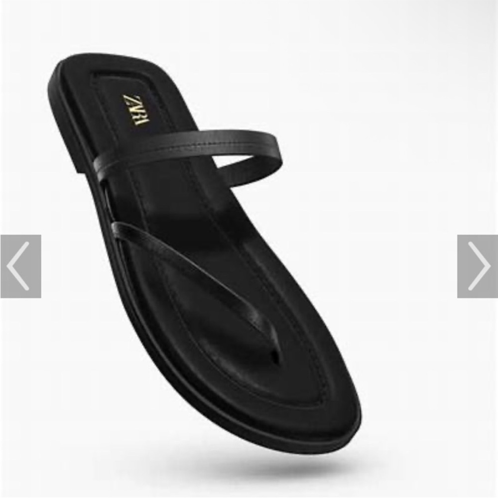 Zara Black Asymmetrical Minimalist Slides size 36